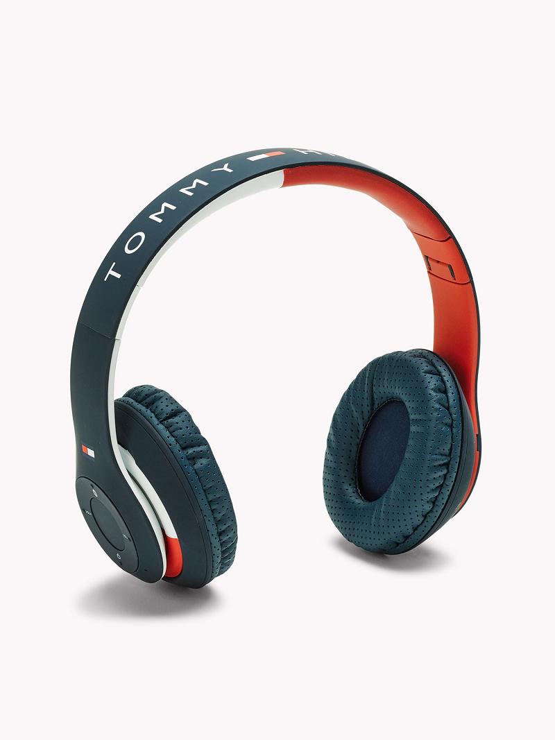 Női Tommy Hilfiger Noise Isolating Wireless Headphones Technology Sötétkék Piros Fehér | HU 690NWY